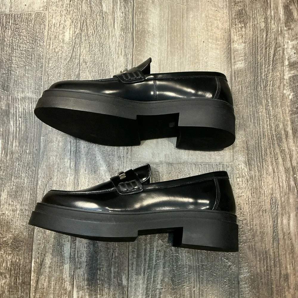 Steve Madden Elegant Black Leather Loafers Size 10 - Picture 13 of 16